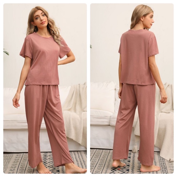 New Solid Tee & Pants PJ Set - Picture 2 of 3
